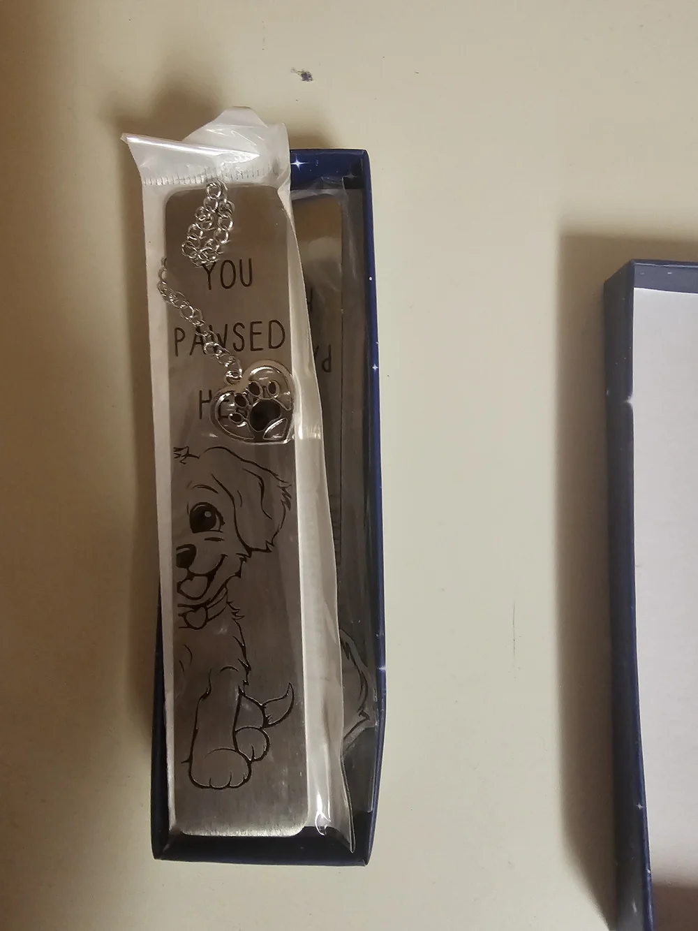 You Pawsed Here Silver Dog Bookmark for Kids